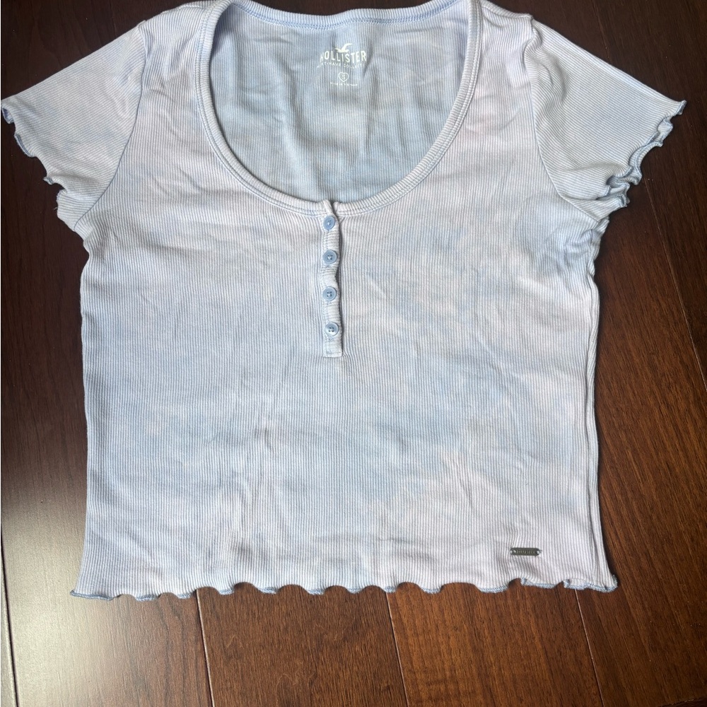 Hollister Sky Blue Ribbed Knit Top